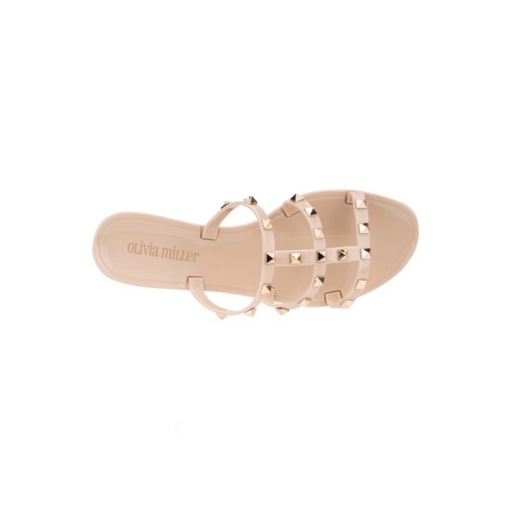 Olivia Miller Nude Strappy Studded Jelly Sandals